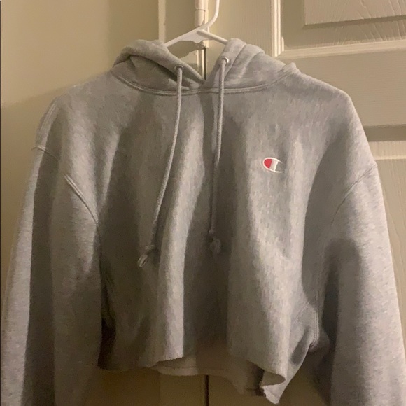 Champion Tops - Champion cropped grey hoodie